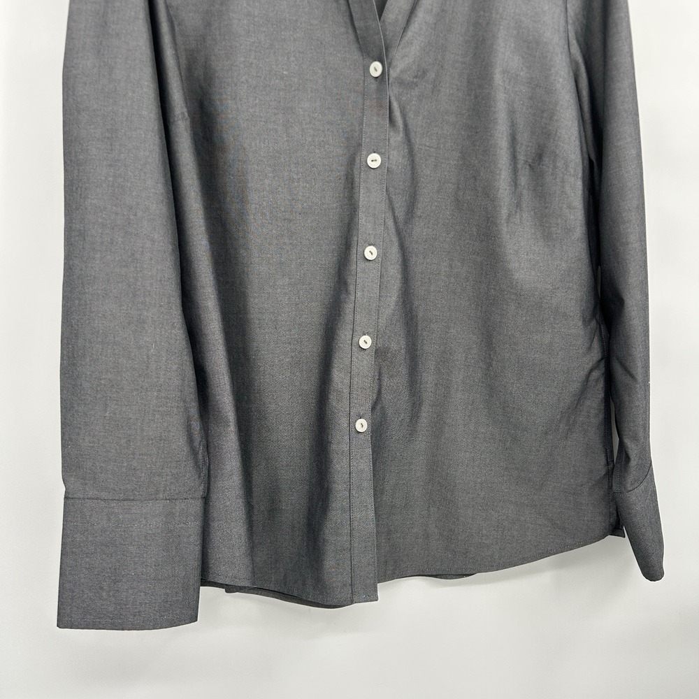 Foxcroft Womens Long Sleeve‎ Button Down Shirt Size 12 Gray Career Classic - Picture 3 of 7